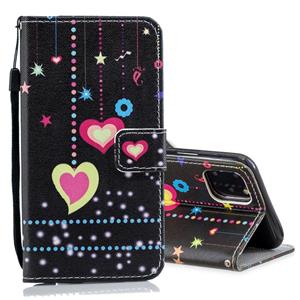 huismerk Horizontale Flip Lederen case met houder & kaartslots & portemonnee voor iPhone 12 mini(Gekleurd hart)