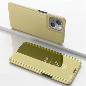 huismerk Geplated spiegel horizontale flip lederen tas met houder voor iPhone 13 mini