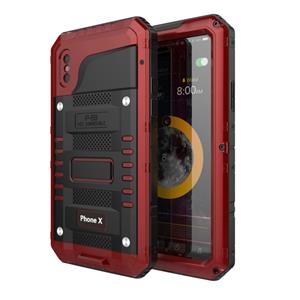 huismerk Waterdicht stofdicht schokbestendig zink legering + siliconen case voor iPhone XS/X (rood)