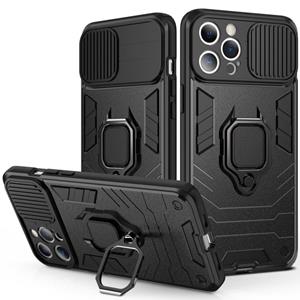 huismerk Schuifcamera Cover Ontwerp TPU + PC Shockproof Case met Ringhouder voor iPhone 13 Mini