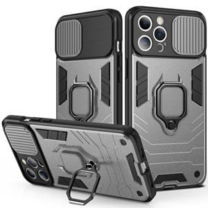 huismerk Schuifcamera Cover Design TPU + PC Shockproof Case met ringhouder voor iPhone 13 Mini