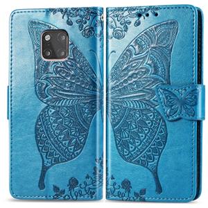 Huismerk Butterfly Love bloemen reliëf horizontale Flip lederen case voor Huawei mate 20 Pro met houder & kaartsleuven & portemonnee (blauw)