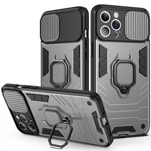 huismerk Schuifcamera Cover Ontwerp TPU + PC Shockproof Case met ringhouder voor iPhone 13