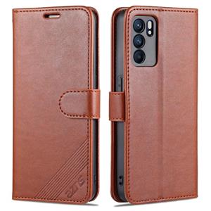 Voor Oppo Reno6 / Reno6 Pro 5G AZNS Sheepskin Texture Horizontale Flip Lederen Case met Houder & Card Slots & Portemonnee (Bruin)