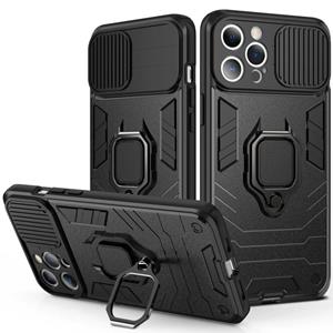 huismerk Schuifcamera Cover Design TPU + PC Shockproof Case met ringhouder voor iPhone 13 Pro