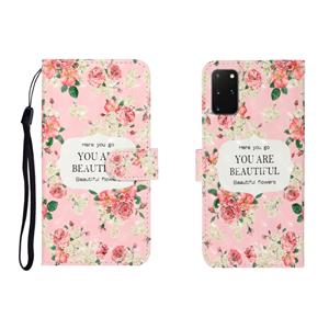 huismerk Voor Galaxy S20 Plus 3D-gekleurde tekenhorizontale flip lederen behuizing met Houder & Card Slot & Wallet(Rose Flower)