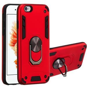 huismerk Voor iPhone 6 / 6s 2 in 1 Armour Series PC + TPU beschermhoes met ringhouder(rood)