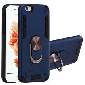 huismerk Voor iPhone 6 / 6s 2 in 1 Armour Series PC + TPU beschermhoes met ringhouder (Royal Blue)