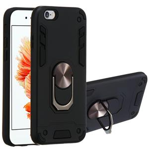 huismerk Voor iPhone 6 / 6s 2 in 1 Armour Series PC + TPU beschermhoes met ringhouder(zwart)