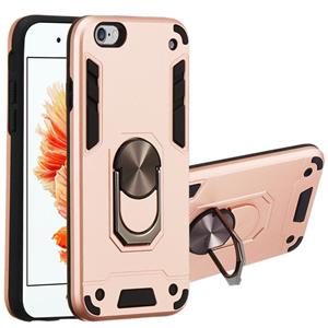 huismerk Voor iPhone 6 / 6s 2 in 1 Armour Series PC + TPU beschermhoes met ringhouder(Rose Gold)