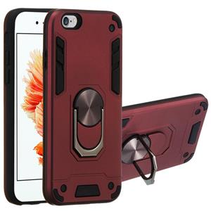 huismerk Voor iPhone 6 / 6s 2 in 1 Armour Series PC + TPU beschermhoes met ringhouder (Wnie Red)