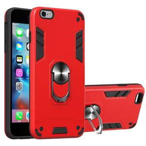 huismerk Voor iPhone 6 Plus / 6s Plus 2 in 1 Armour Series PC + TPU beschermhoes met ringhouder(rood)