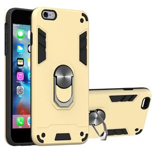 huismerk Voor iPhone 6 Plus / 6s Plus 2 in 1 Armour Series PC + TPU beschermhoes met ringhouder(Goud)