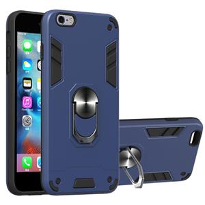 huismerk Voor iPhone 6 Plus / 6s Plus 2 in 1 Armour Series PC + TPU beschermhoes met ringhouder(Royal Blue)