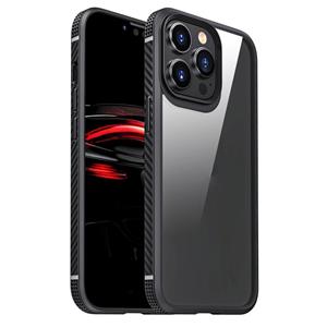 huismerk MG Series Koolstofvezel TPU + Clear PC Four-Corner Airbag Shockproof Case voor iPhone 13 Pro (Black)