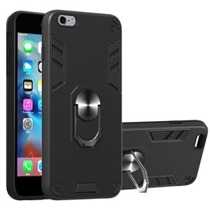 huismerk Voor iPhone 6 Plus / 6s Plus 2 in 1 Armour Series PC + TPU beschermhoes met ringhouder(zwart)