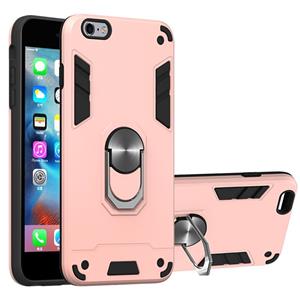 huismerk Voor iPhone 6 Plus / 6s Plus 2 in 1 Armour Series PC + TPU beschermhoes met ringhouder(Rose Gold)