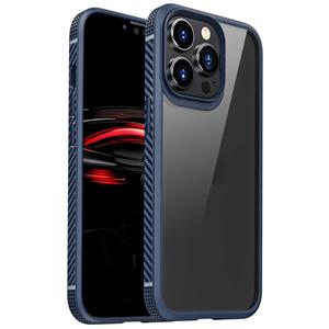 huismerk MG Series Koolstofvezel TPU + Clear PC Four-Corner Airbag Shockproof Case voor iPhone 13 Pro (Blauw)