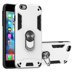 huismerk Voor iPhone 6 Plus / 6s Plus 2 in 1 Armour Series PC + TPU beschermhoes met ringhouder(Zilver)