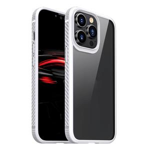 huismerk MG-serie koolstofvezel TPU + duidelijke pc vier-hoek airbag schokbestendig hoesje voor iPhone 13 Pro (wit)