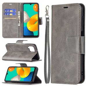 huismerk Voor Samsung Galaxy M32 Retro Lamsvacht Textuur Pure Kleur Horizontale Flip PU Lederen Case met Houder & Card Slots & Wallet & Lanyard (Gray)