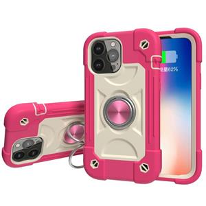 huismerk Schokbestendige siliconen + pc-beschermhoes met dual-ringhouder voor iPhone 13 mini (Rose Red)