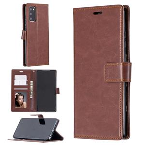 huismerk Voor Samsung Galaxy Note20 Crazy Horse Texture Horizontale Flip Lederen case met Holder & Card Slots & Wallet & Photo Frame(Brown)