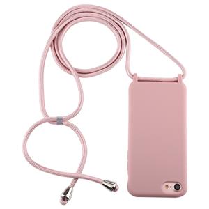 huismerk Voor iPhone 6s / 6 Candy Color TPU beschermhoes met Lanyard (Donkerroze)