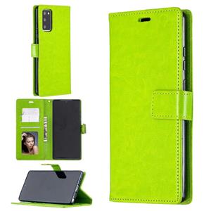 huismerk Voor Samsung Galaxy Note20 Crazy Horse Texture Horizontale Flip Lederen case met Holder & Card Slots & Wallet & Photo Frame(Groen)