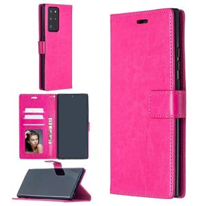 huismerk Voor Samsung Galaxy Note20 Ultra Crazy Horse Texture Horizontale Flip Lederen case met Holder & Card Slots & Wallet & Photo Frame(Rose Red)