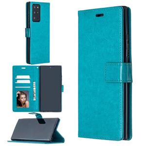 huismerk Voor Samsung Galaxy Note20 Ultra Crazy Horse Texture Horizontale Flip Lederen case met Holder & Card Slots & Wallet & Photo Frame(Blauw)