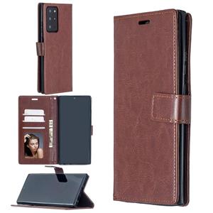 huismerk Voor Samsung Galaxy Note20 Ultra Crazy Horse Texture Horizontale Flip Lederen case met Holder & Card Slots & Wallet & Photo Frame(Brown)