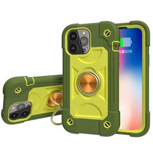 huismerk Schokbestendige Silicone + PC-beschermhoes met Dual-Ring Holder voor iPhone 13 Pro (Avocado)