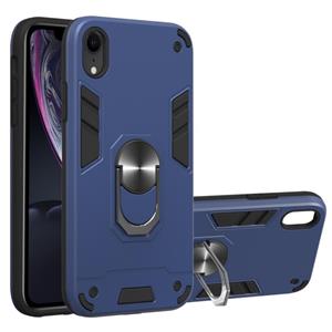 huismerk Voor iPhone XR 2 in 1 Armour Series PC + TPU beschermhoes met ringhouder(Royal Blue)