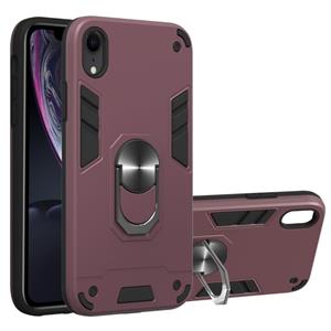 huismerk Voor iPhone XR 2 in 1 Armour Series PC + TPU beschermhoes met ringhouder (Wnie Red)