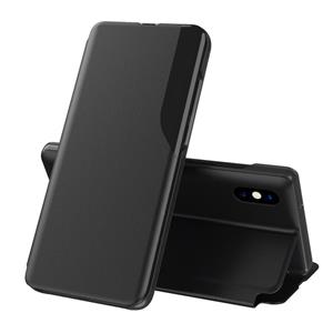 huismerk Side Display Magnetic Shockproof horizontale flip lederen behuizing met houder voor iPhone XR(Zwart)