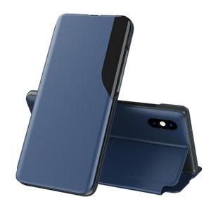 huismerk Side Display Magnetic Shockproof horizontale flip lederen behuizing met houder voor iPhone XR(Blauw)