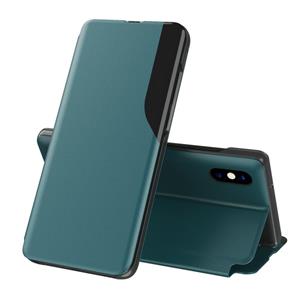 huismerk Side Display Magnetic Shockproof horizontale flip lederen behuizing met houder voor iPhone XR(groen)