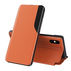 huismerk Side Display Magnetic Shockproof horizontale flip lederen behuizing met houder voor iPhone XR(oranje)