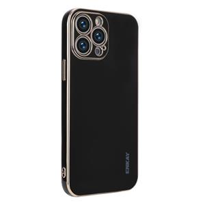 ENKAY vergulde Gold Edge TPU Case voor iPhone 13 Pro (Zwart)