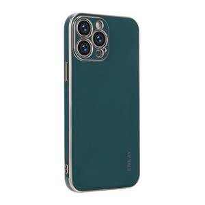 Enkay vergulde Gold Edge TPU Case voor iPhone 13 Pro (Dark Green)