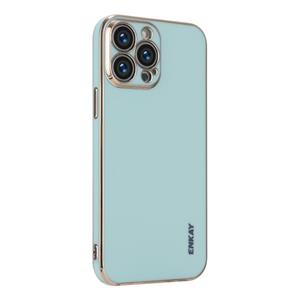 ENKAY Plated Gold Edge TPU Case for iPhone 13 Pro(Light Green)