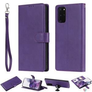 huismerk Voor Galaxy S20 Plus Solid Color Horizontal Flip Protective Case met Holder & Card Slots & Wallet & Photo Frame & Lanyard(Purple)