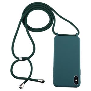 huismerk Voor iPhone XS Max Candy Color TPU beschermhoes met Lanyard (Donkergroen)