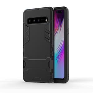 huismerk Schokbestendige PC + TPU Case voor Galaxy S10 5G met houder (zwart)