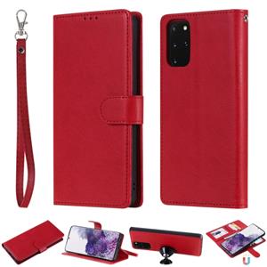 huismerk Voor Galaxy S20 Plus Solid Color Horizontal Flip Protective Case met Holder & Card Slots & Wallet & Photo Frame & Lanyard(Red)