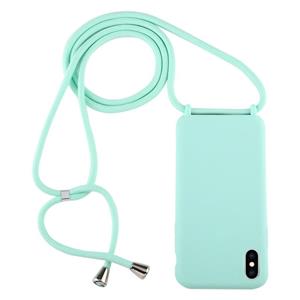 huismerk Voor iPhone XS Max Candy Color TPU beschermhoes met Lanyard (Mint Green)