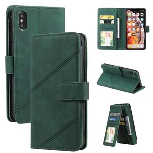 huismerk Huid Feel Business Horizontal Flip PU Lederen Case met Houder & Multi-Card Slots & Wallet & Lanyard & Fotolijst voor iPhone XS Max