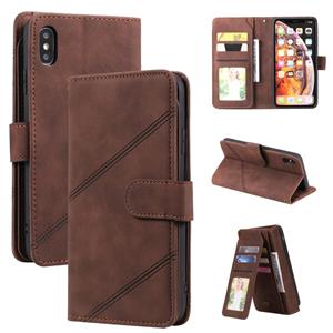 huismerk Huid Feel Business Horizontale Flip PU Lederen Case met Houder & Multi-Card Slots & Wallet & Lanyard & Photo Frame voor iPhone XS MAX (Brown)