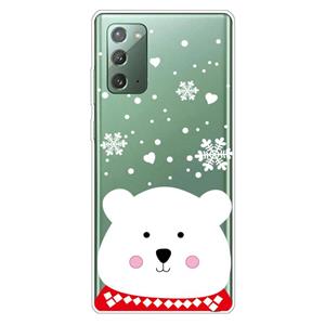 huismerk Voor Samsung Galaxy Note20 Christmas Series Clear TPU Beschermhoes (Chubby White Bear)